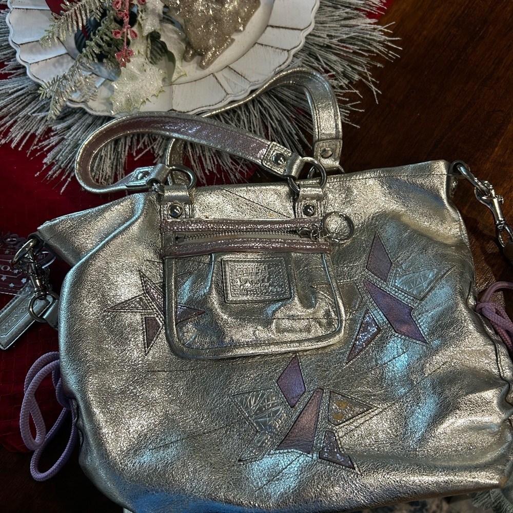 Coach Silver and Purple Star Shoulder Bag